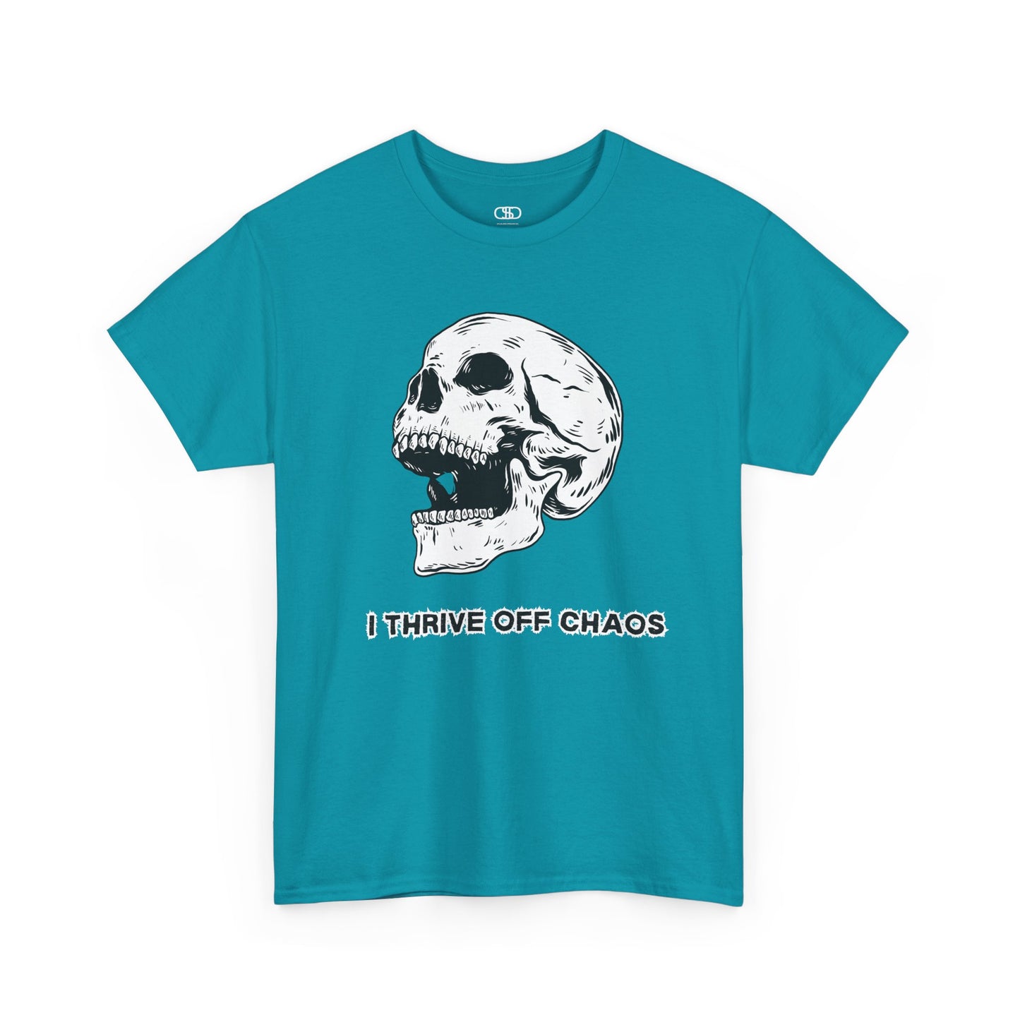 I thrive off chaos' Unisex Skull Graphic Tee