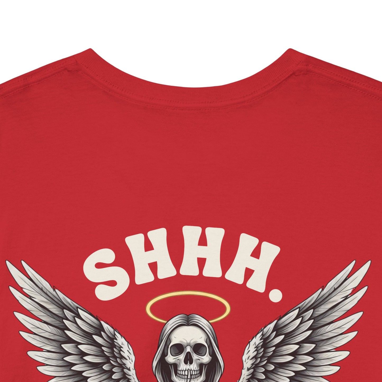 Shh. No one Cares Skeleton Angel Graphic Tee
