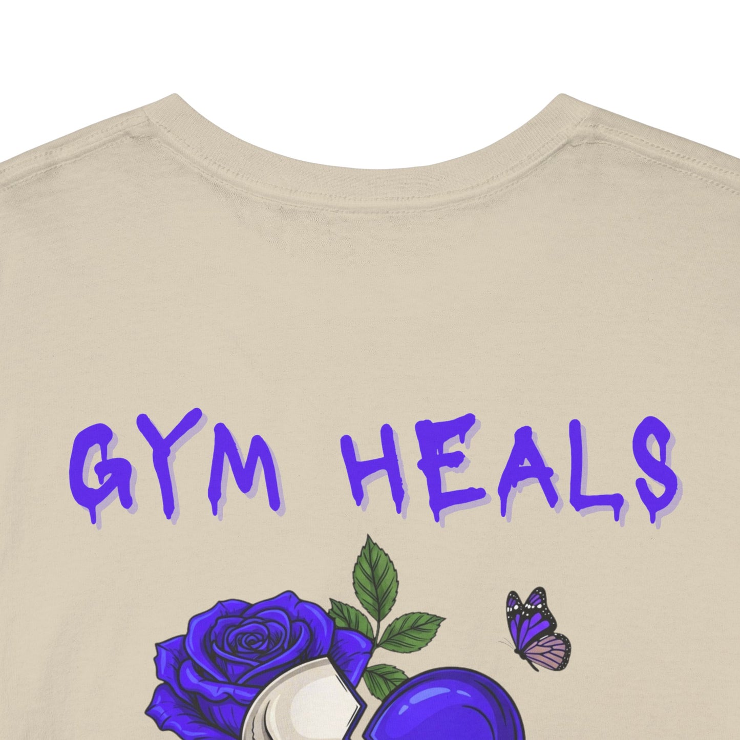 Gym Heals Broken Purple Heart Skull & Rose Tee in Purple