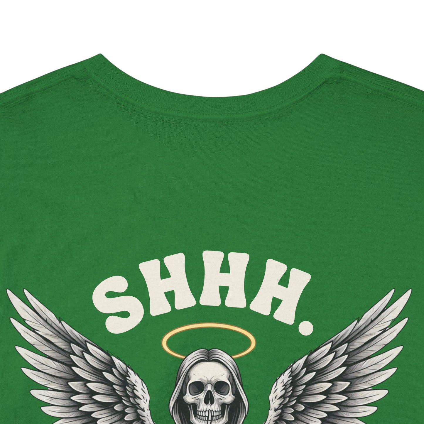 Shh. No one Cares Skeleton Angel Graphic Tee