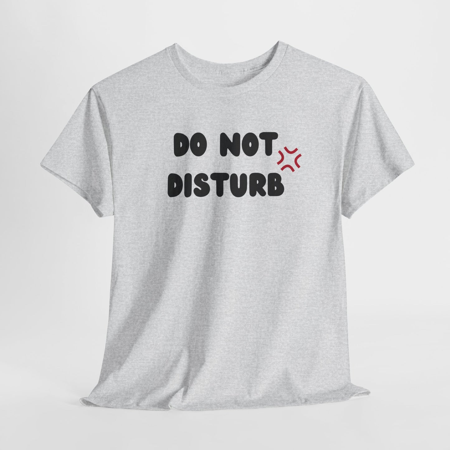 A t-shirt with the words "Do Not Disturb" printed above a stylized angry asterisk symbol, like those used in cartoons and anime to show irritation.