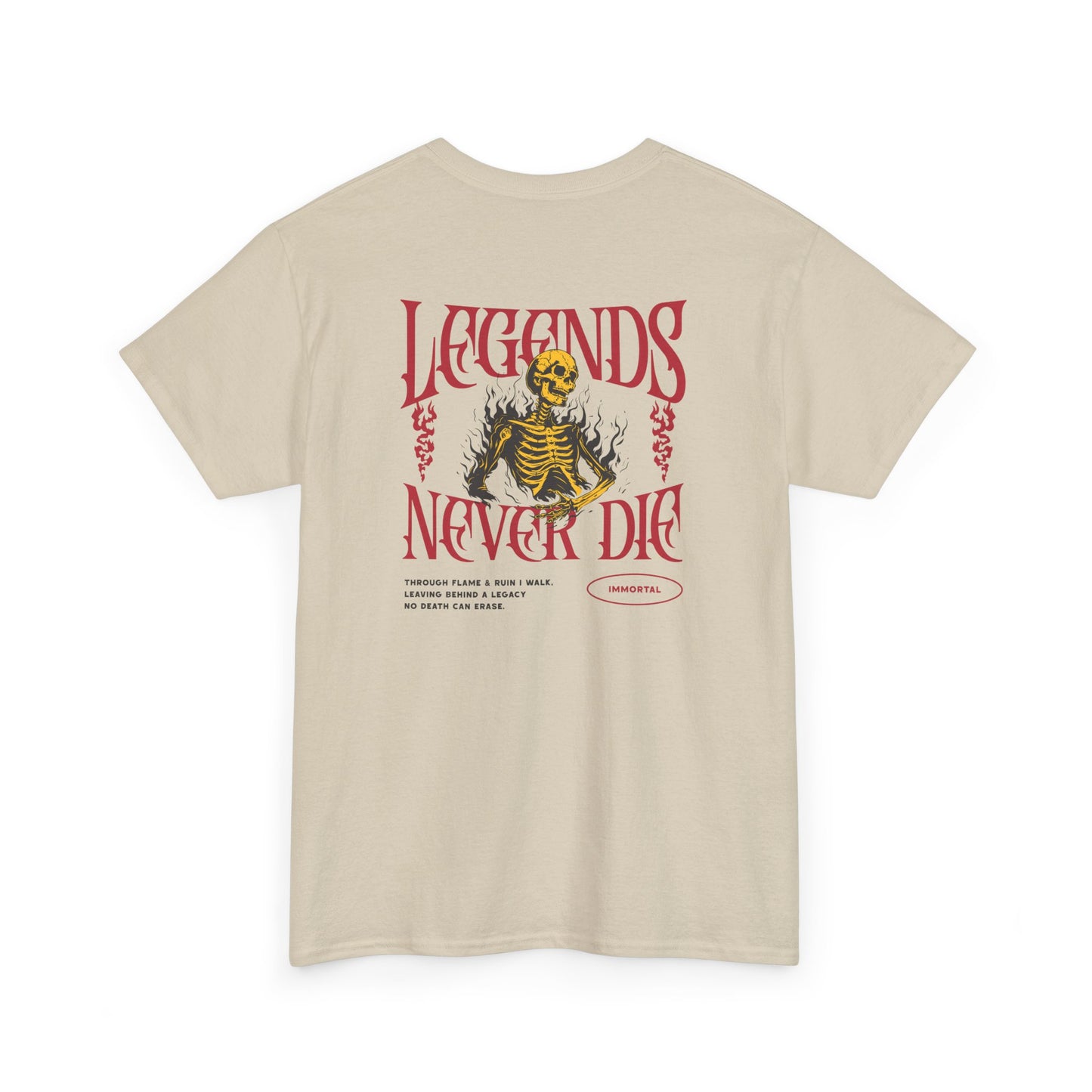 Eternal Protection Shirt – Gothic “Legends Never Die” Skeleton Graphic Tee (MCMLVII Edition)