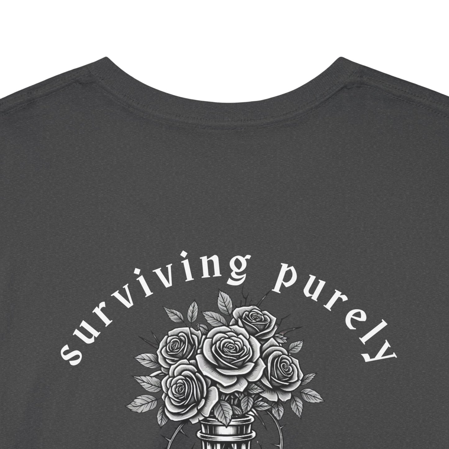 Surviving Purely Out of Spite" Gothic Skull Rose Tee