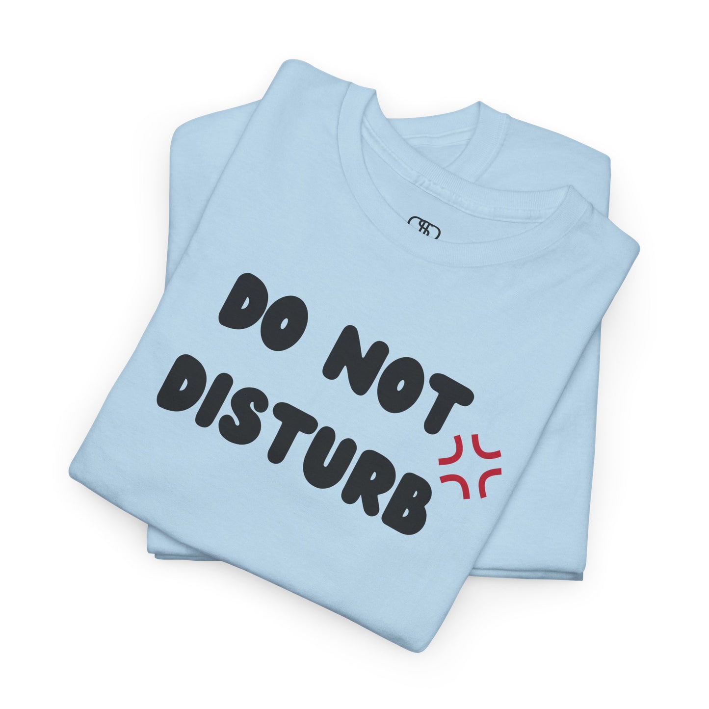 A t-shirt with the words "Do Not Disturb" printed above a stylized angry asterisk symbol, like those used in cartoons and anime to show irritation.
