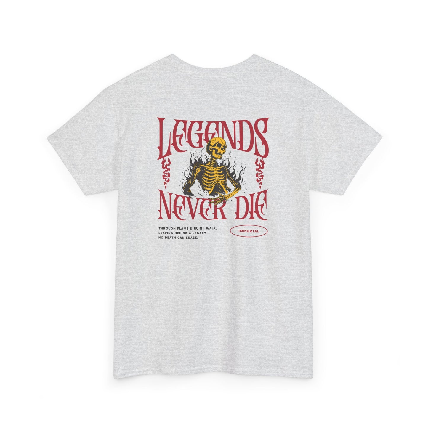 Eternal Protection Shirt – Gothic “Legends Never Die” Skeleton Graphic Tee (MCMLVII Edition)