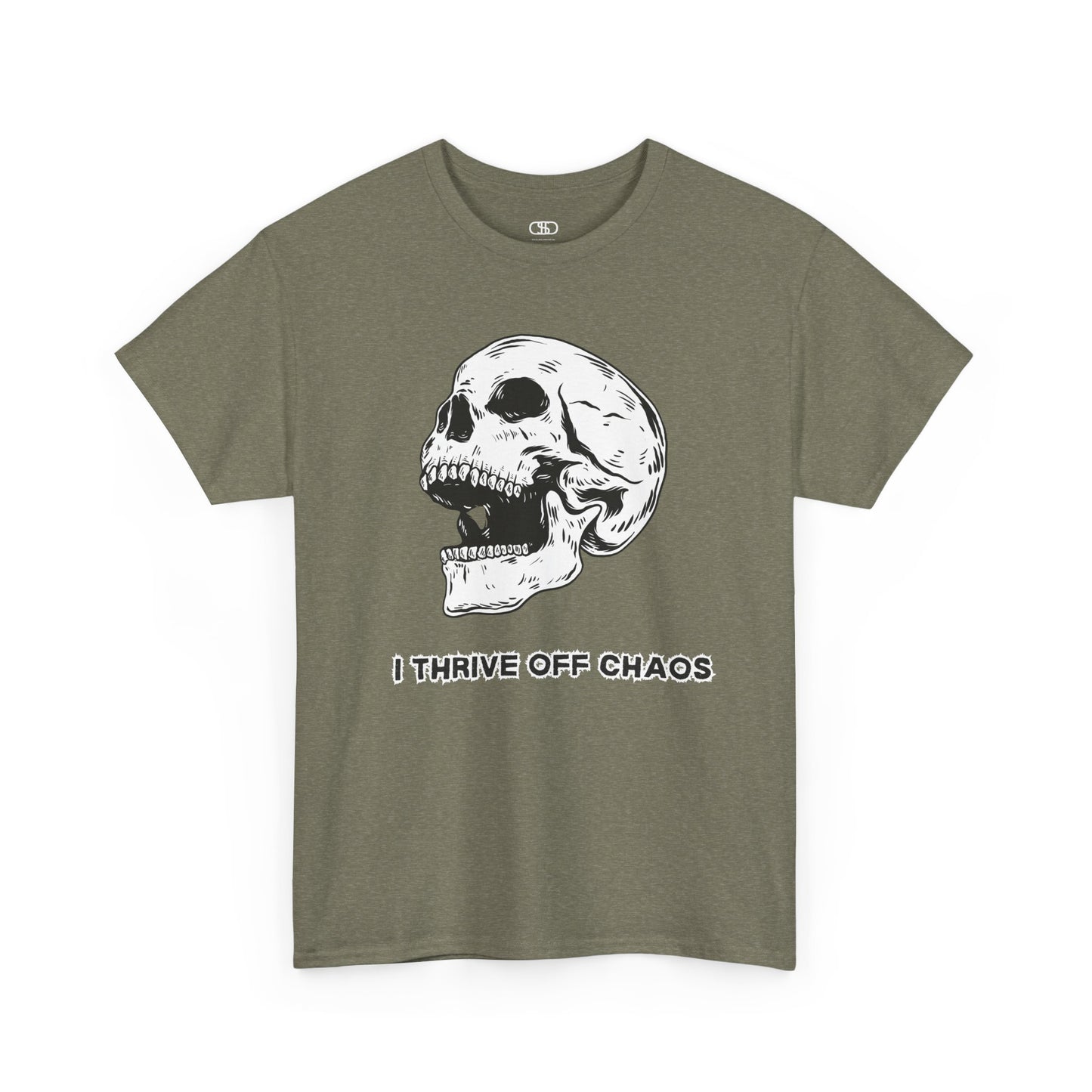 I thrive off chaos' Unisex Skull Graphic Tee