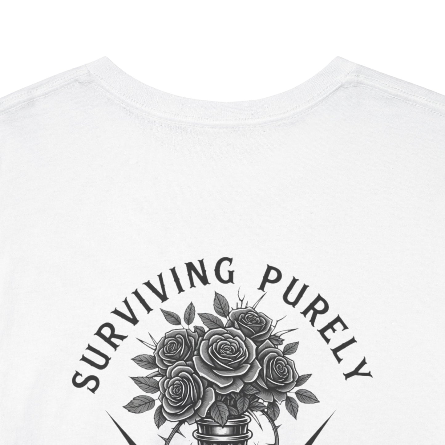 Surviving Purely Out of Spite" Gothic Skull Rose Tee