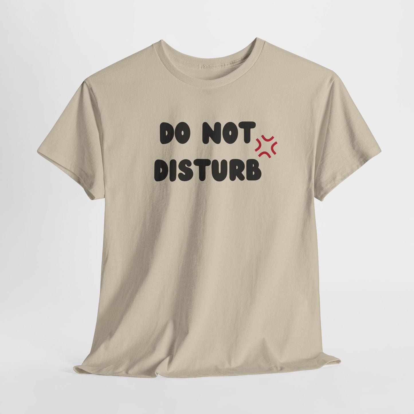 A t-shirt with the words "Do Not Disturb" printed above a stylized angry asterisk symbol, like those used in cartoons and anime to show irritation.