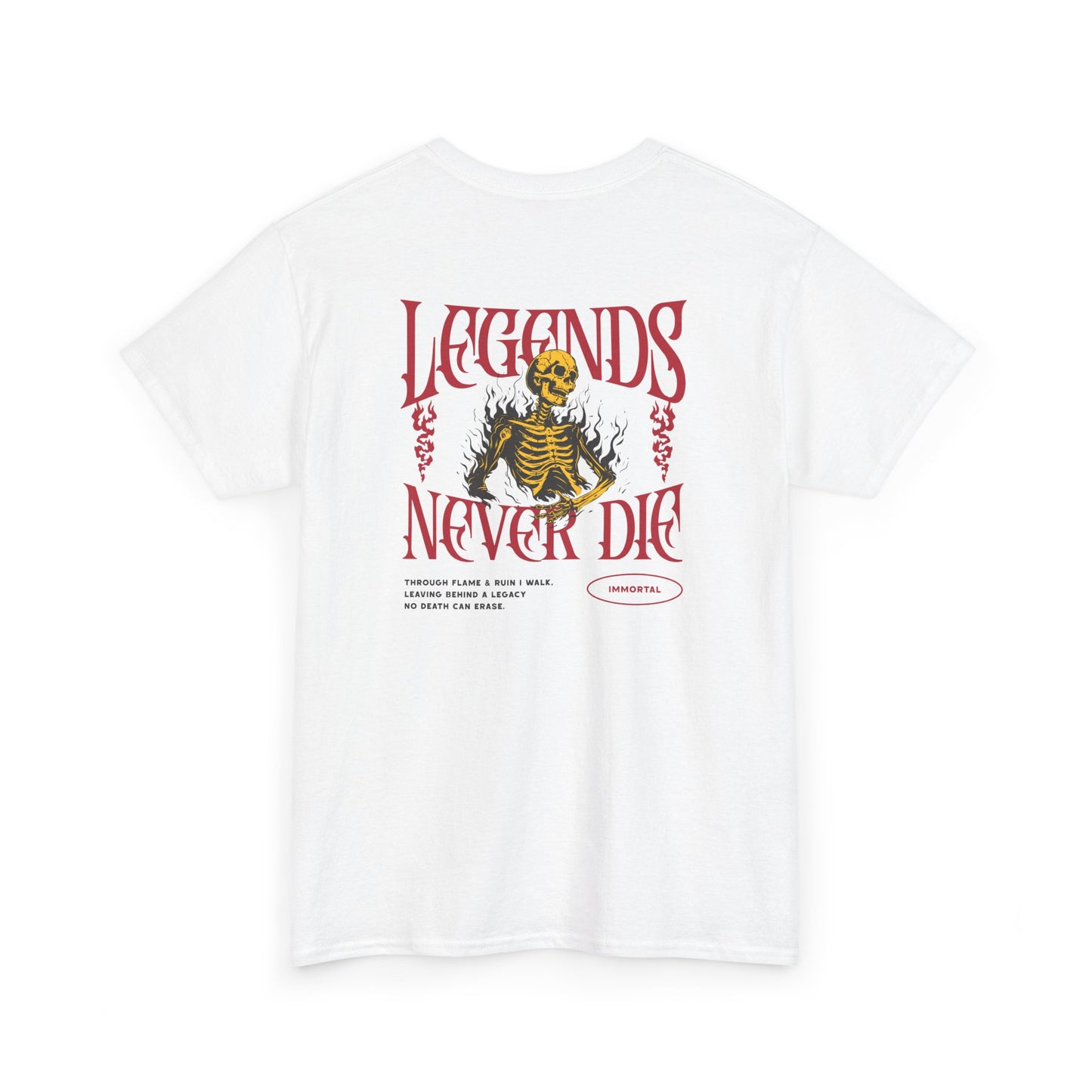 Eternal Protection Shirt – Gothic “Legends Never Die” Skeleton Graphic Tee (MCMLVII Edition)