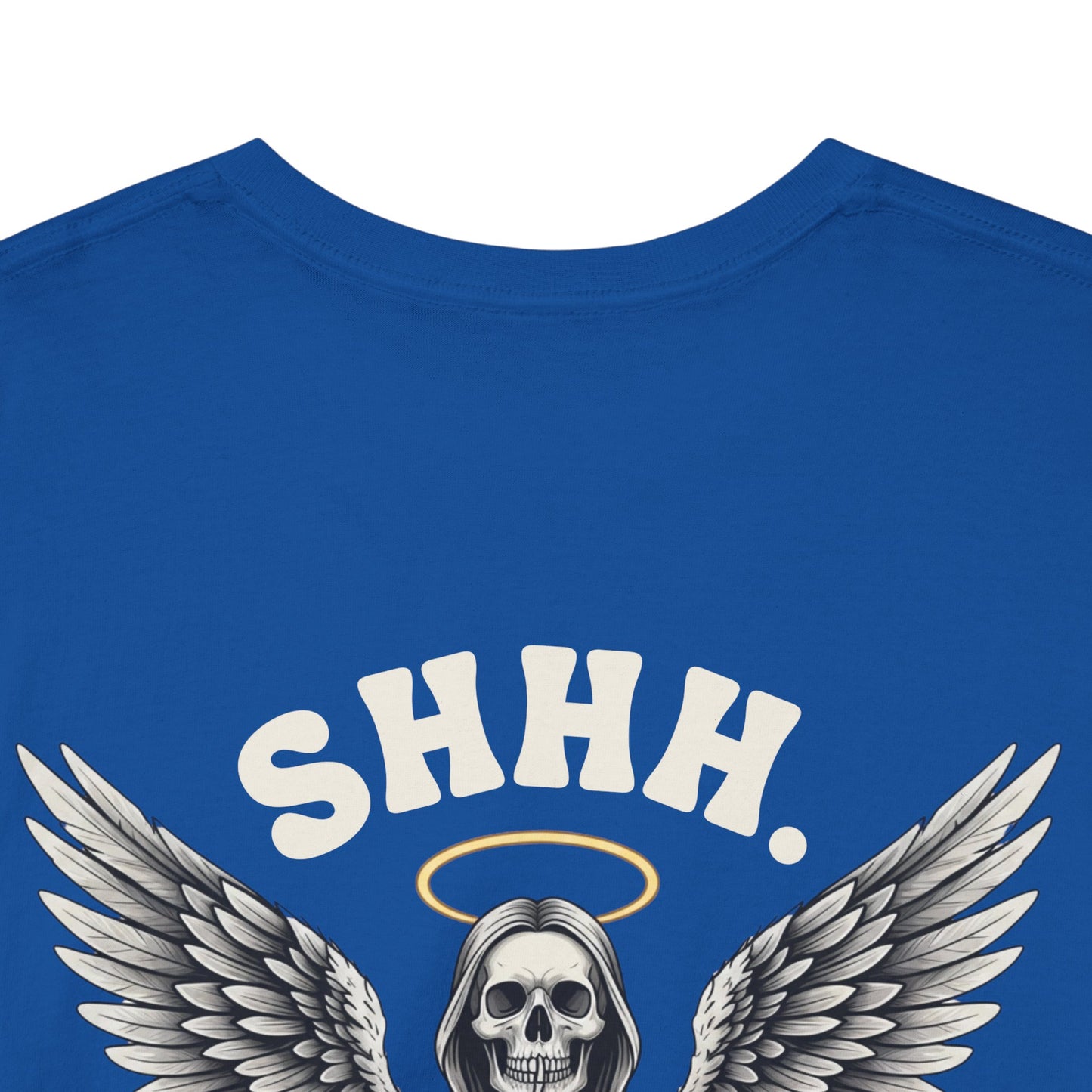 Shh. No one Cares Skeleton Angel Graphic Tee