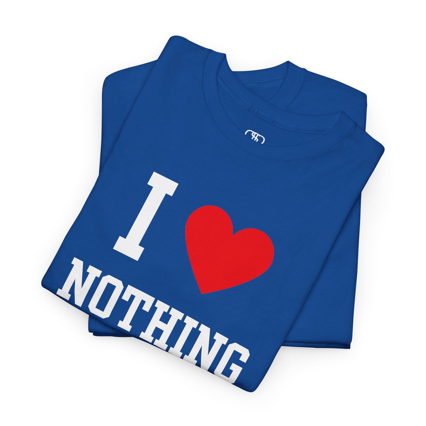 Embrace the void. Our classic Royal Blue I Love Nothing t-shirt is the perfect piece of sarcastic, minimalist, and dark humor. A statement for the modern nihilist.