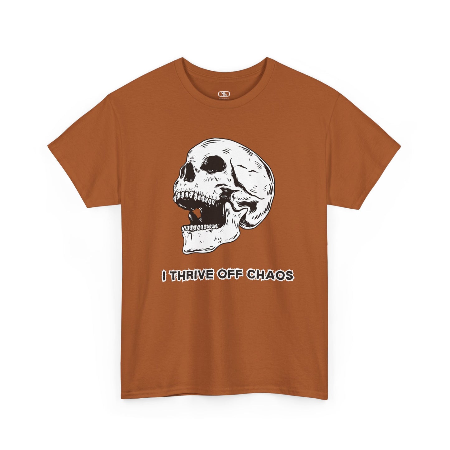 I thrive off chaos' Unisex Skull Graphic Tee
