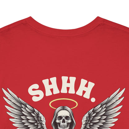 Shh. No one Cares Skeleton Angel Graphic Tee