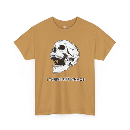 I thrive off chaos' Unisex Skull Graphic Tee