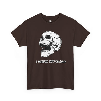 I thrive off chaos' Unisex Skull Graphic Tee