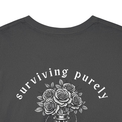 Surviving Purely Out of Spite" Gothic Skull Rose Tee