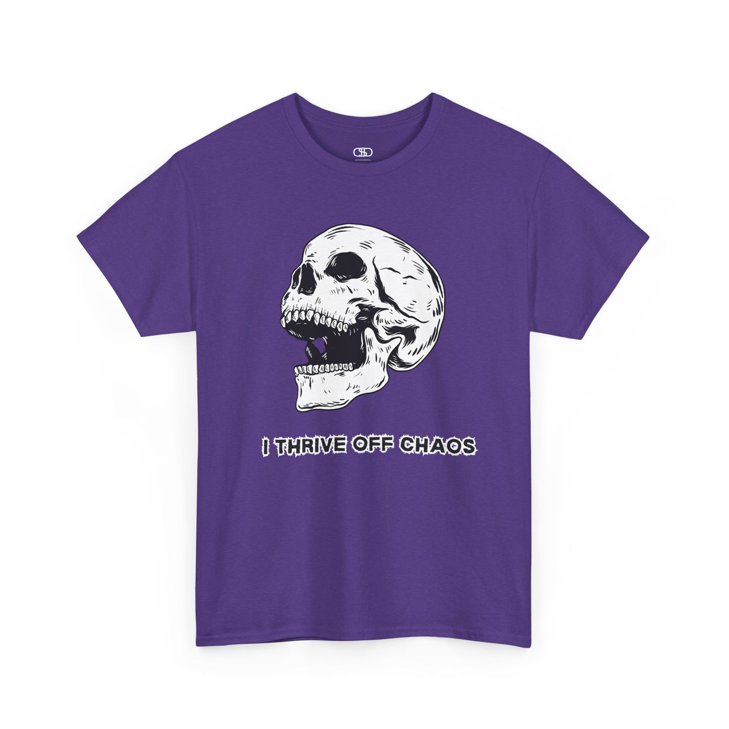 I thrive off chaos' Unisex Skull Graphic Tee
