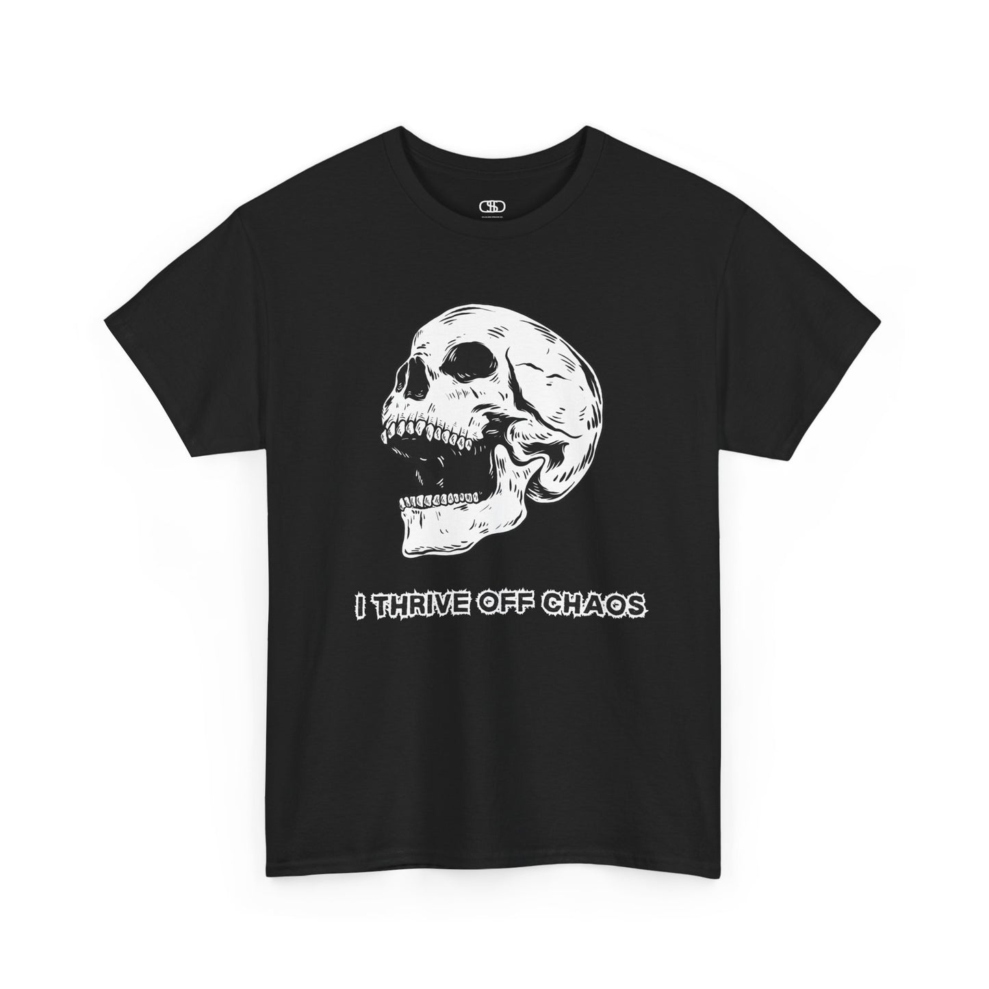 I thrive off chaos' Unisex Skull Graphic Tee