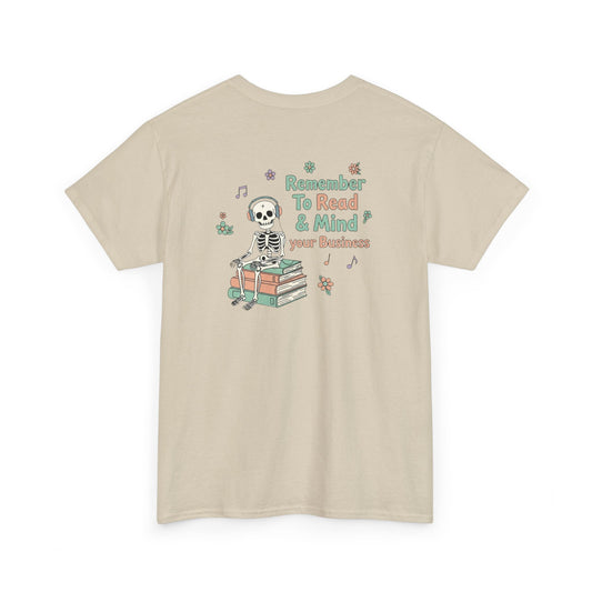 "Mind Your Business" Skeleton Reading Graphic Tee