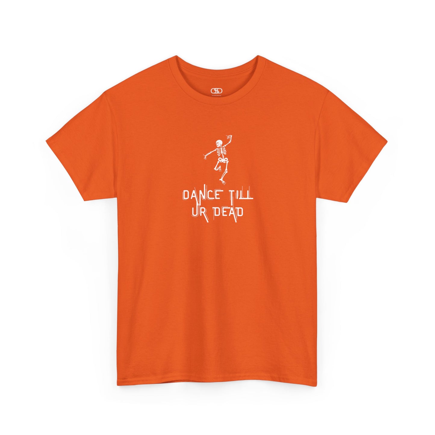 T-shirt with a dancing skeleton graphic and "Dance Till Ur Dead" text in a creative font.
