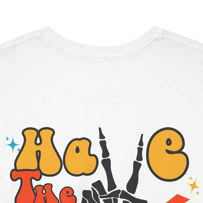 Have the day you deserve Skeletal Peace Sign Graphic Tee [Orange Design]