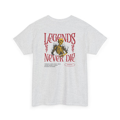 Eternal Protection Shirt – Gothic “Legends Never Die” Skeleton Graphic Tee (MCMLVII Edition)