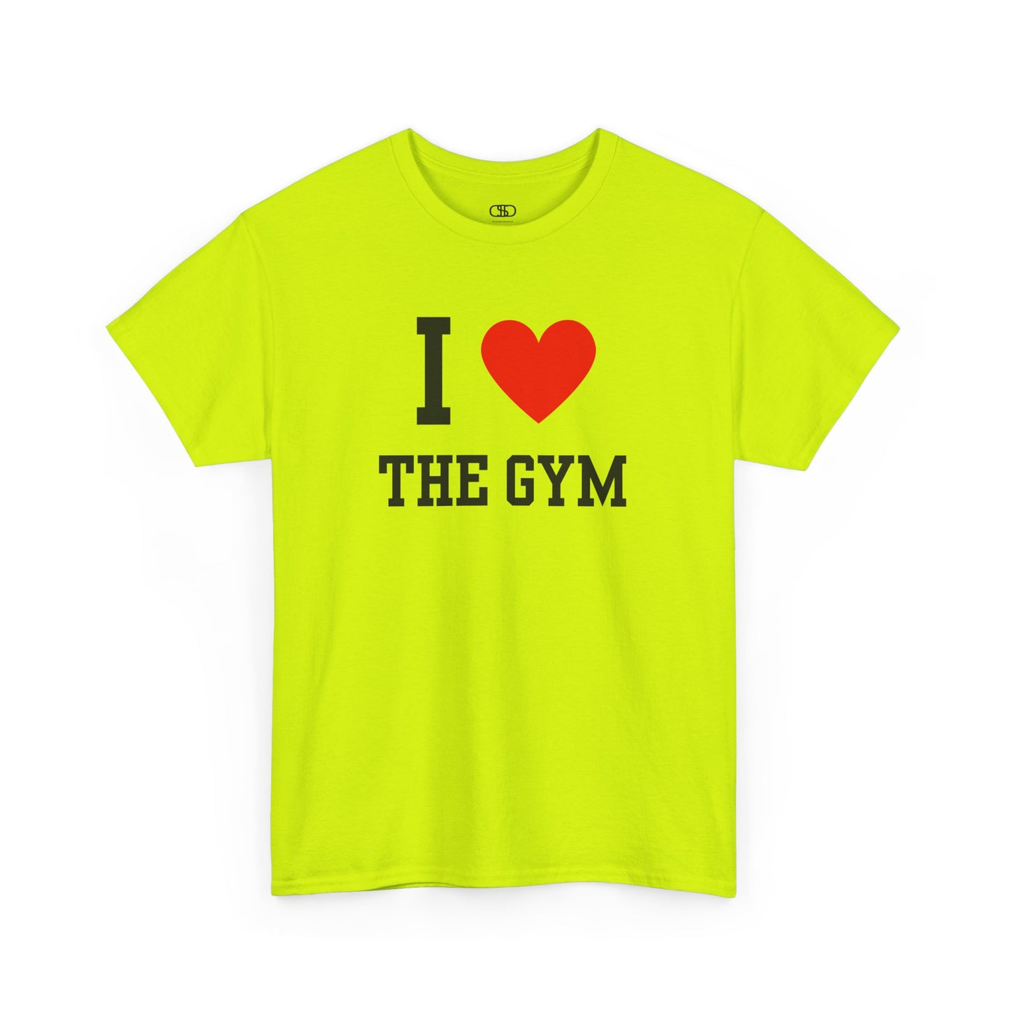 A sarcastic safety green t-shirt featuring the classic "I Heart" graphic with the text "I," a Love, and the word "Stealing," intended as dark humor.