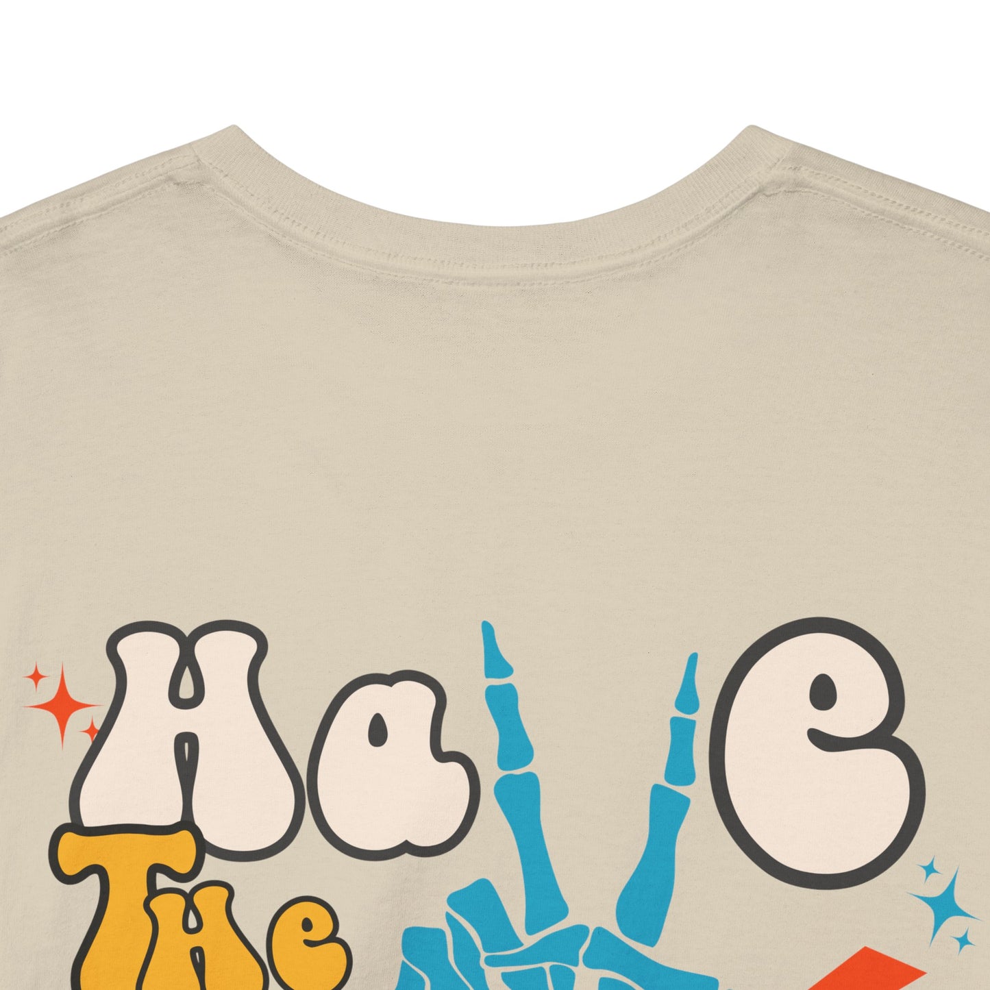 Have the day you deserve Teal Skeletal Peace Sign Graphic Tee