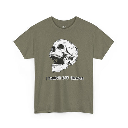 I thrive off chaos' Unisex Skull Graphic Tee