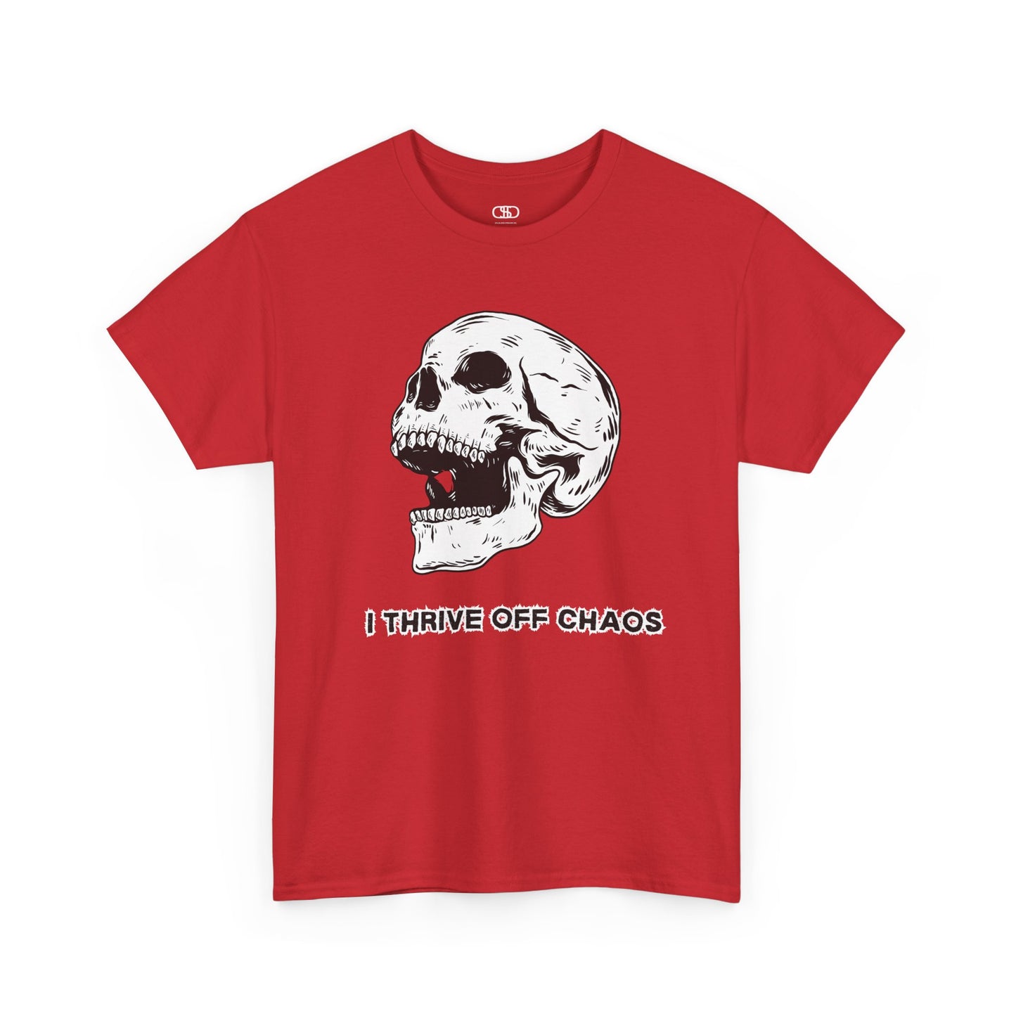 I thrive off chaos' Unisex Skull Graphic Tee