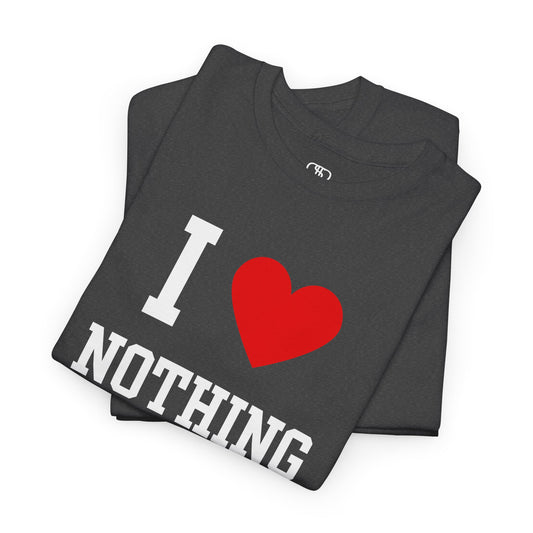Embrace the void. Our classic I Love Nothing t-shirt is the perfect piece of sarcastic, minimalist, and dark humor. A statement for the modern nihilist.