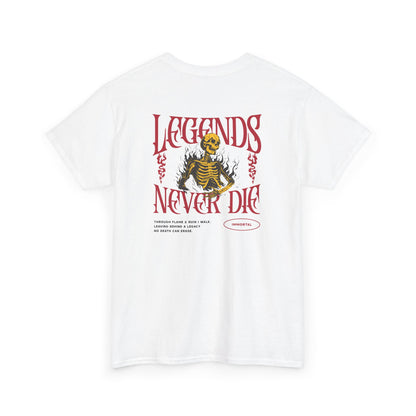 Eternal Protection Shirt – Gothic “Legends Never Die” Skeleton Graphic Tee (MCMLVII Edition)