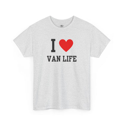 Gray t-shirt with 'I ❤️ Van Life' text on a white background