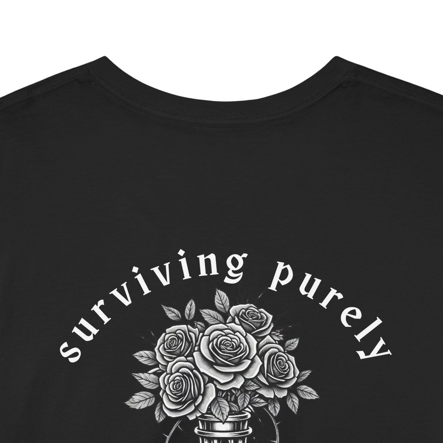 Surviving Purely Out of Spite" Gothic Skull Rose Tee