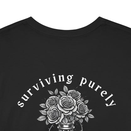 Surviving Purely Out of Spite" Gothic Skull Rose Tee
