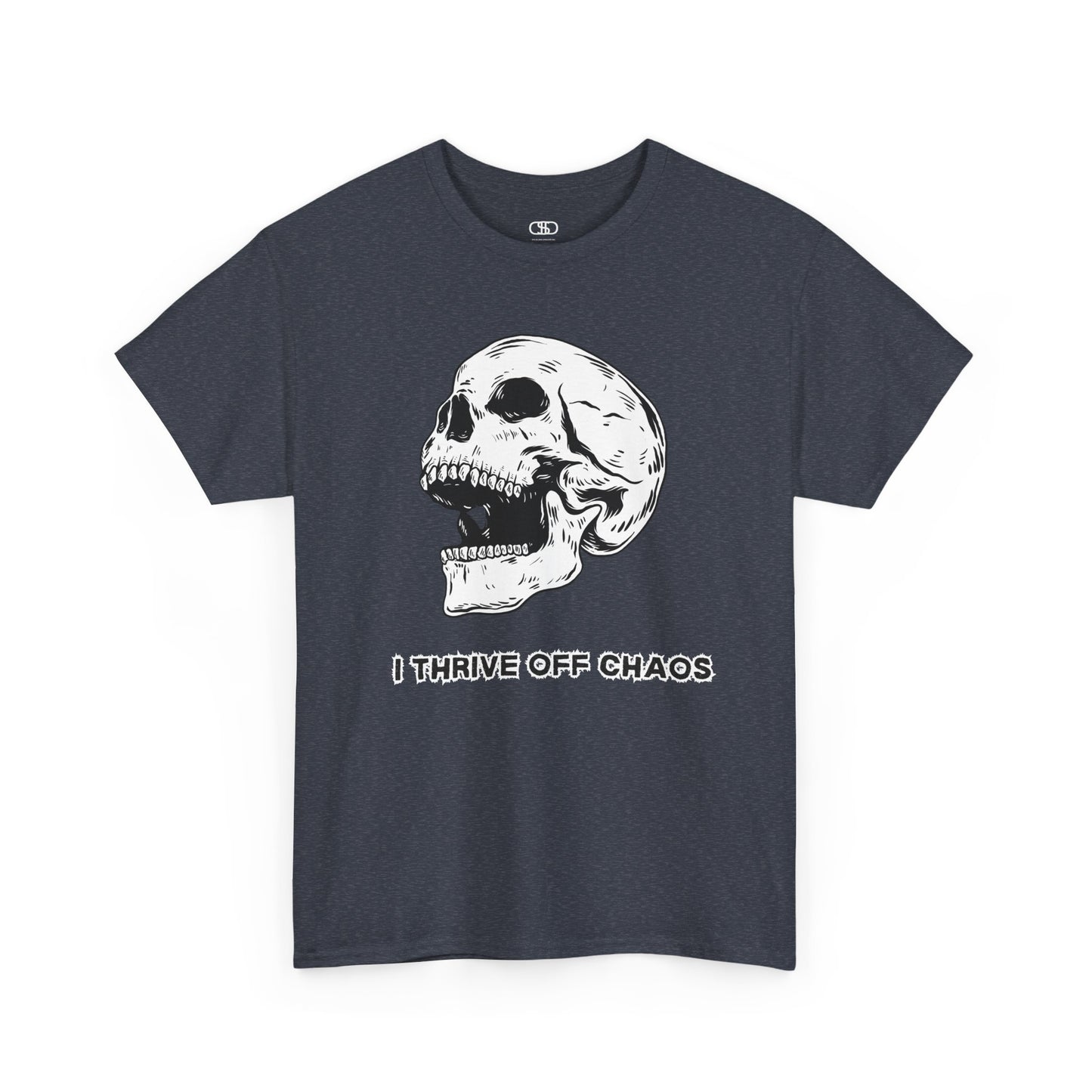 I thrive off chaos' Unisex Skull Graphic Tee