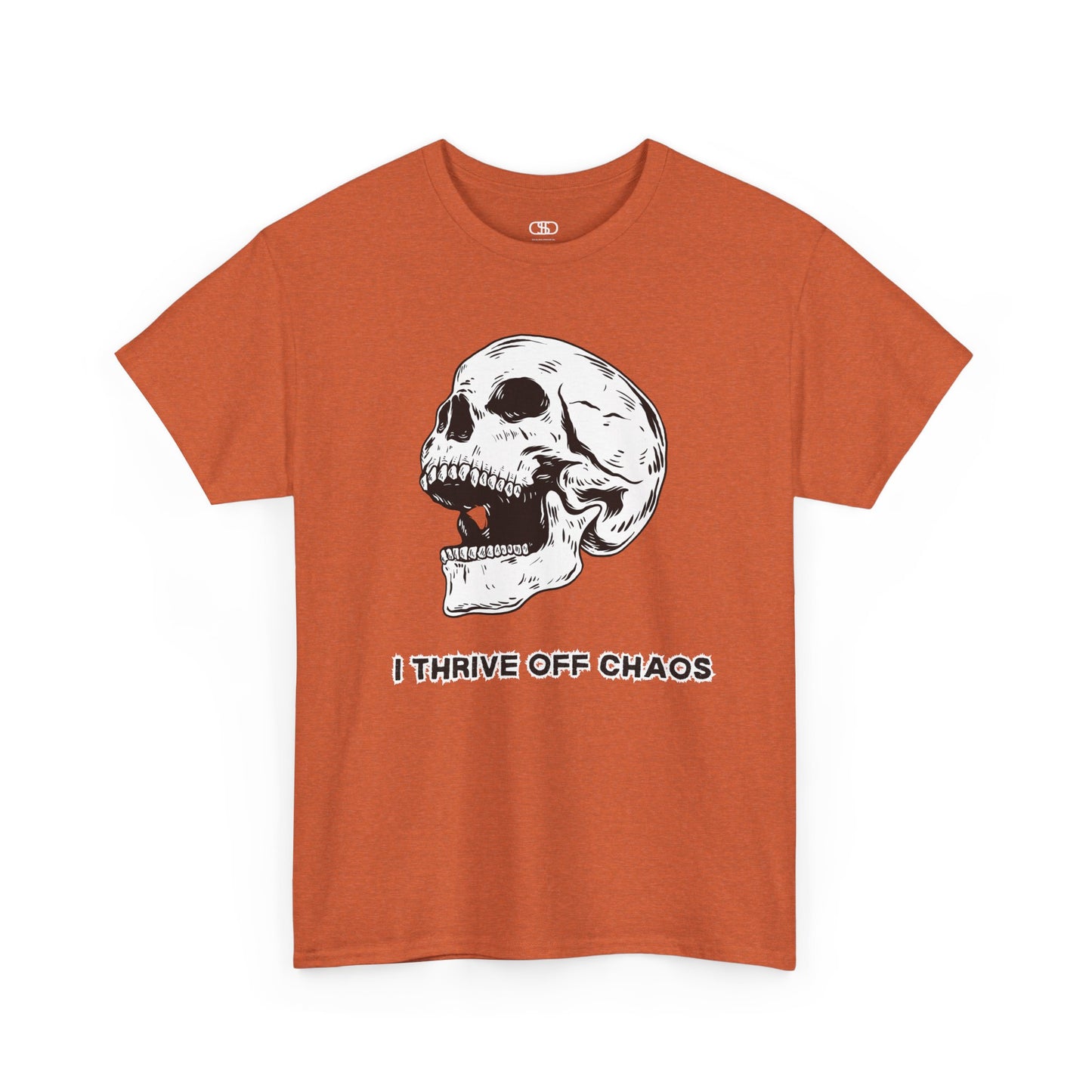 I thrive off chaos' Unisex Skull Graphic Tee