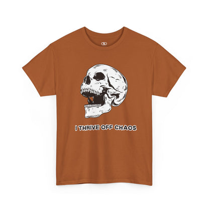 I thrive off chaos' Unisex Skull Graphic Tee