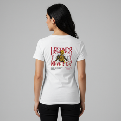 Eternal Protection Shirt – Gothic “Legends Never Die” Skeleton Graphic Tee (MCMLVII Edition)